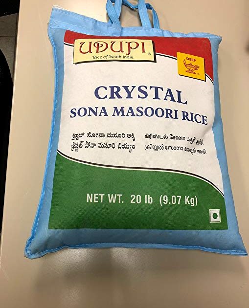 Udupi crystal sonamasoori rice 20lb