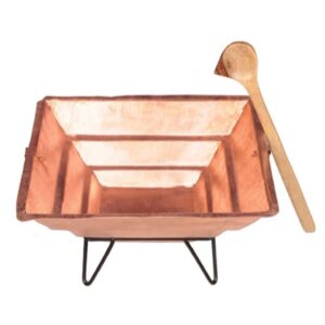 Copper havan kund with spoon&stand 10”