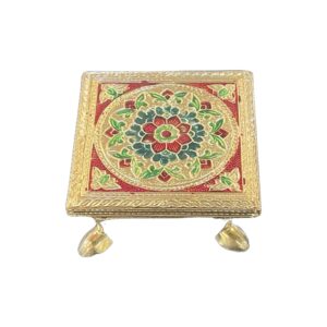 Golden meenakari chowki 6”x6”
