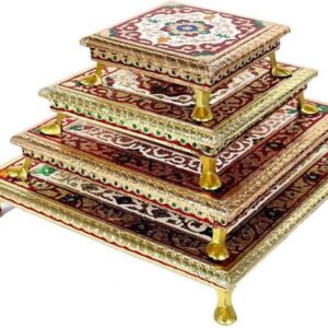 Golden meenakari chowki 8”x8”