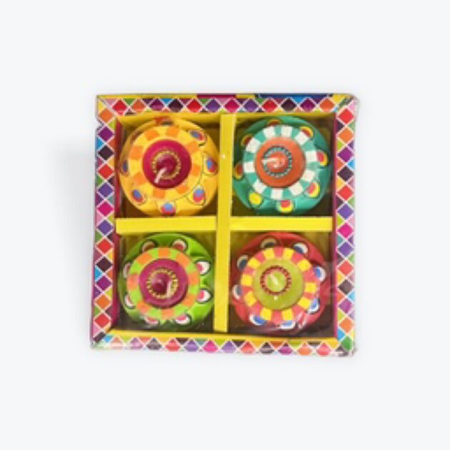 Round matki designer diya set of 4
