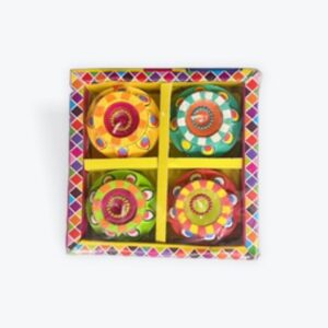 Round matki designer diya set of 4